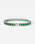 Square Tennis Bracelet 5mm | Emerald Green Silver 1