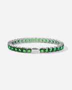 Square Tennis Bracelet 5mm | Emerald Green Silver 1