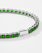 Square Tennis Bracelet | Emerald Green Silver 4