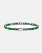Square Tennis Bracelet | Emerald Green Silver 1
