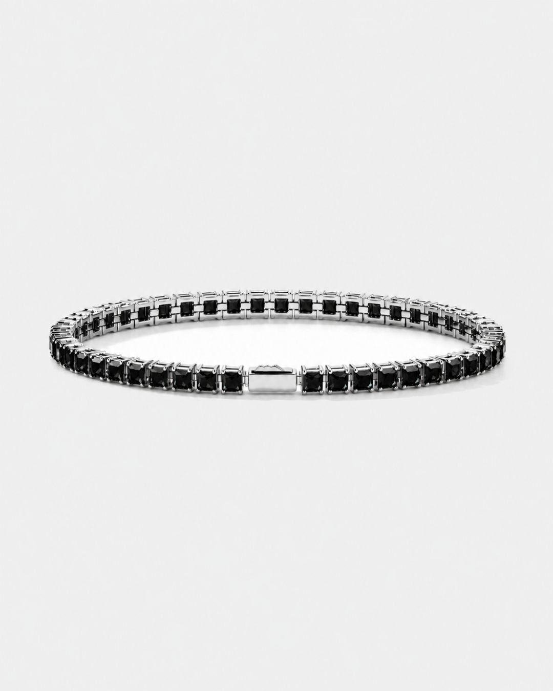Square Tennis Bracelet | Onyx Black Silver 1