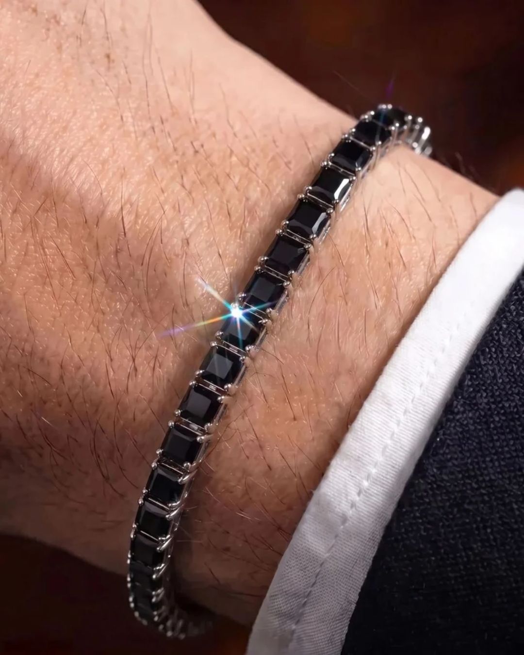 Square Tennis Bracelet | Onyx Black Silver 2