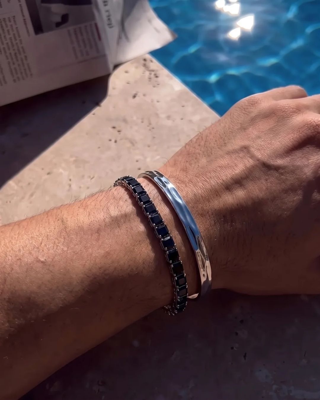 Square Tennis Bracelet | Onyx Black Silver 5