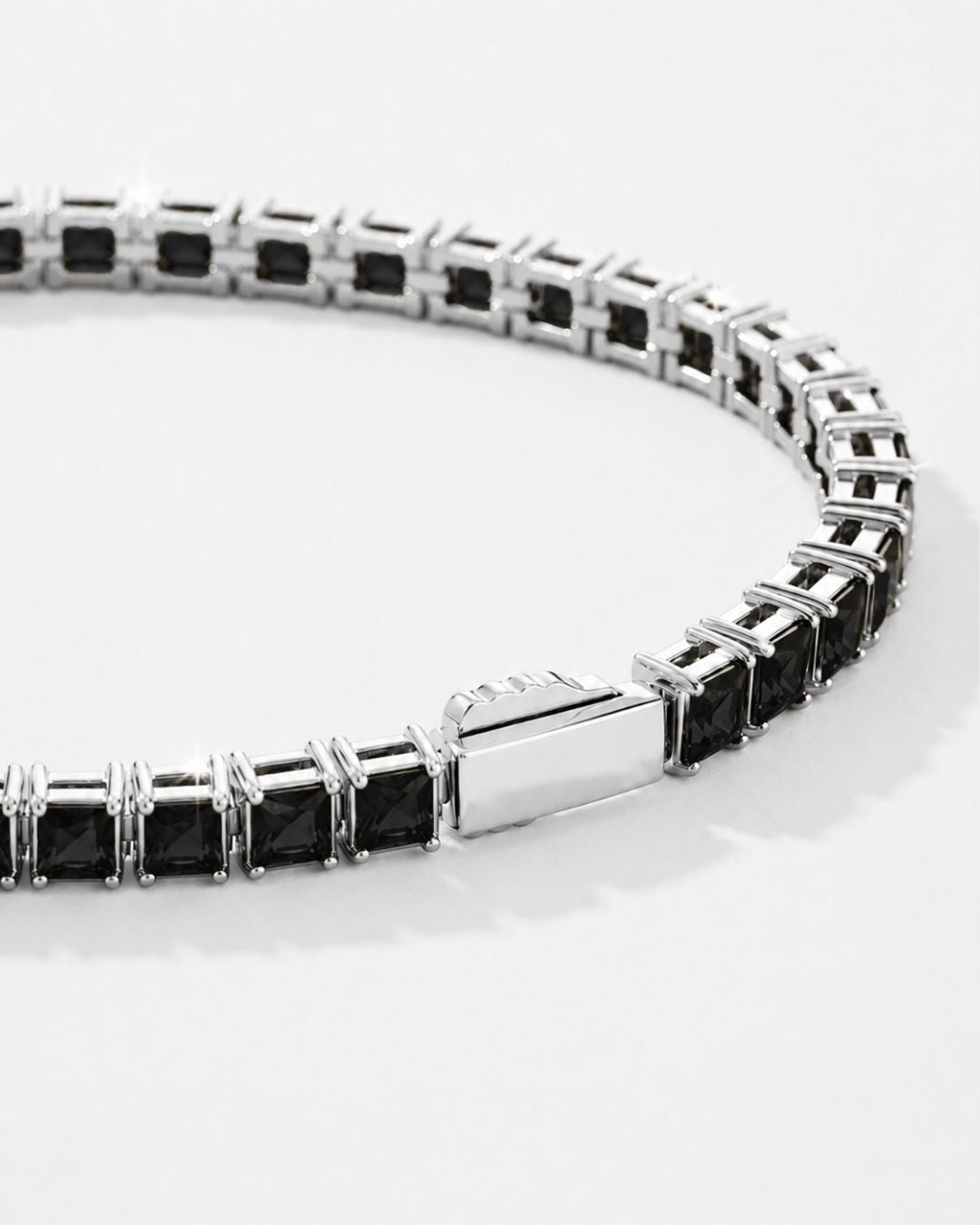 Square Tennis Bracelet | Onyx Black Silver 4