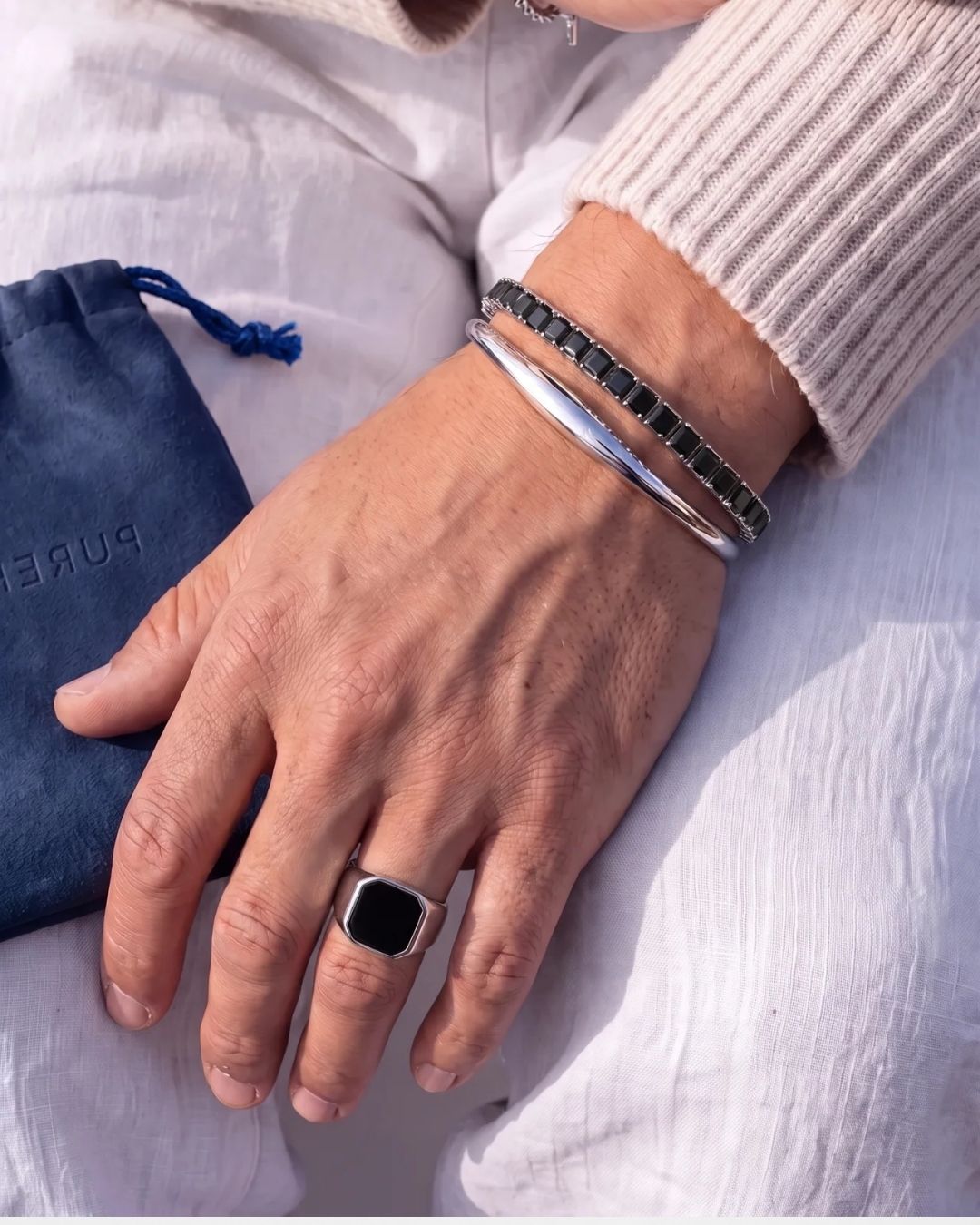 Square Tennis Bracelet | Onyx Black Silver 3