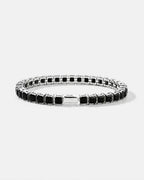 Square Tennis Bracelet 5mm | Onyx Black Silver 1