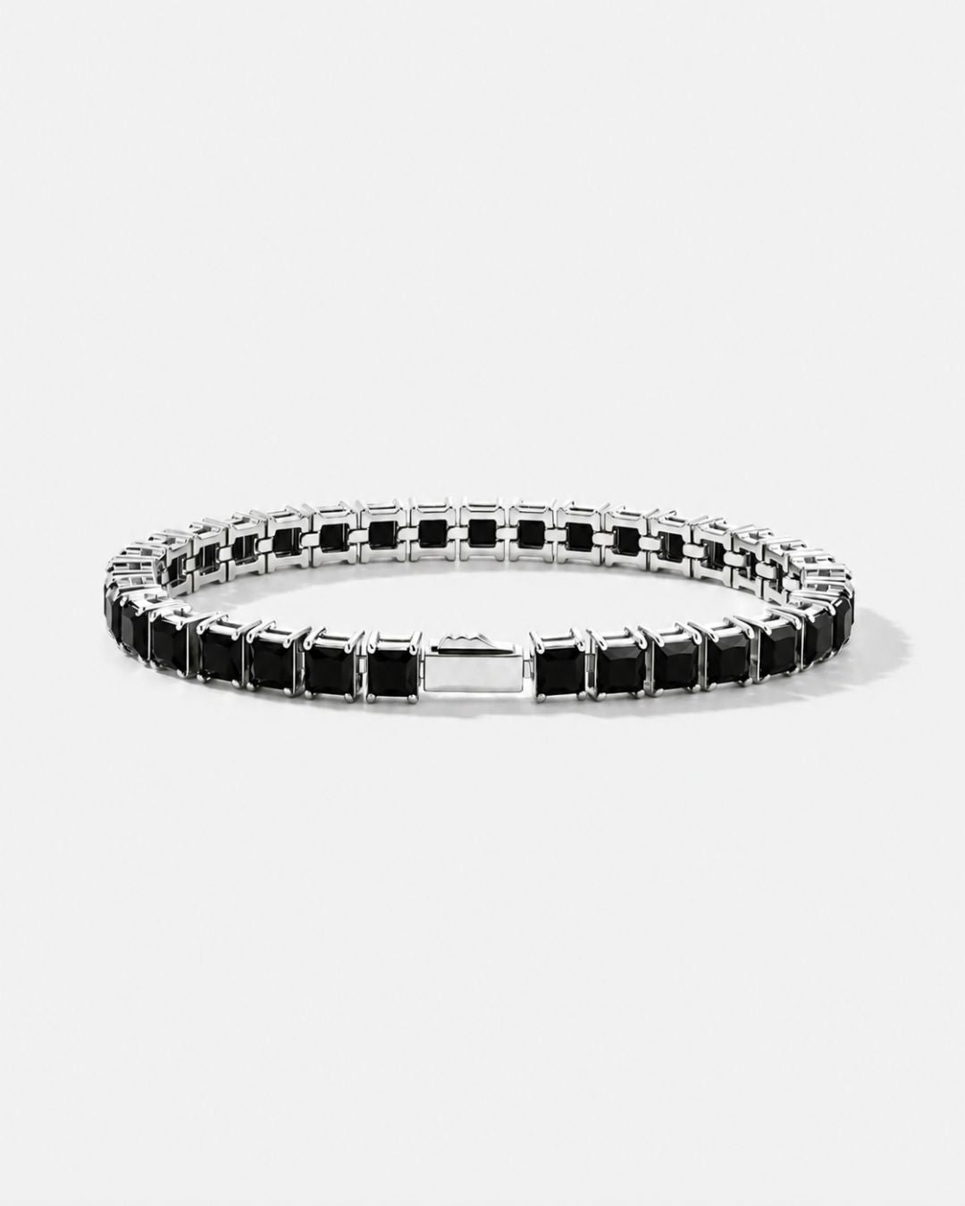 Square Tennis Bracelet 5mm | Onyx Black Silver 1
