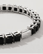 Square Tennis Bracelet 5mm | Onyx Black Silver 7