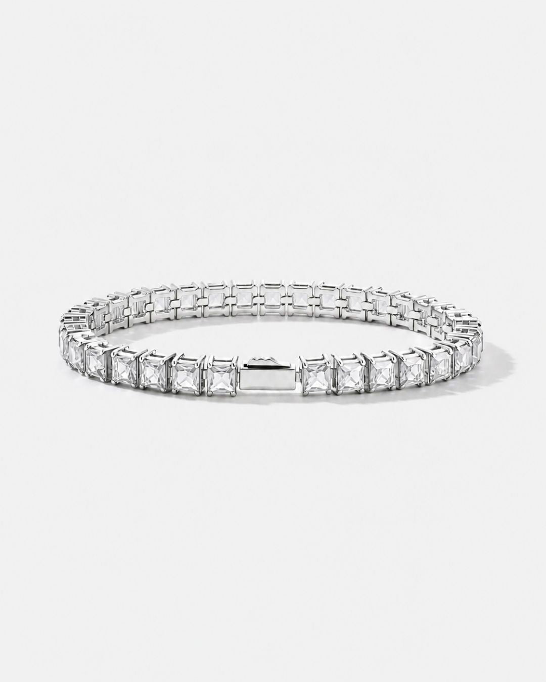 Square Tennis Bracelet 5mm | Quartz Silver 1