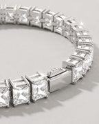 Square Tennis Bracelet 5mm | Quartz Silver 3