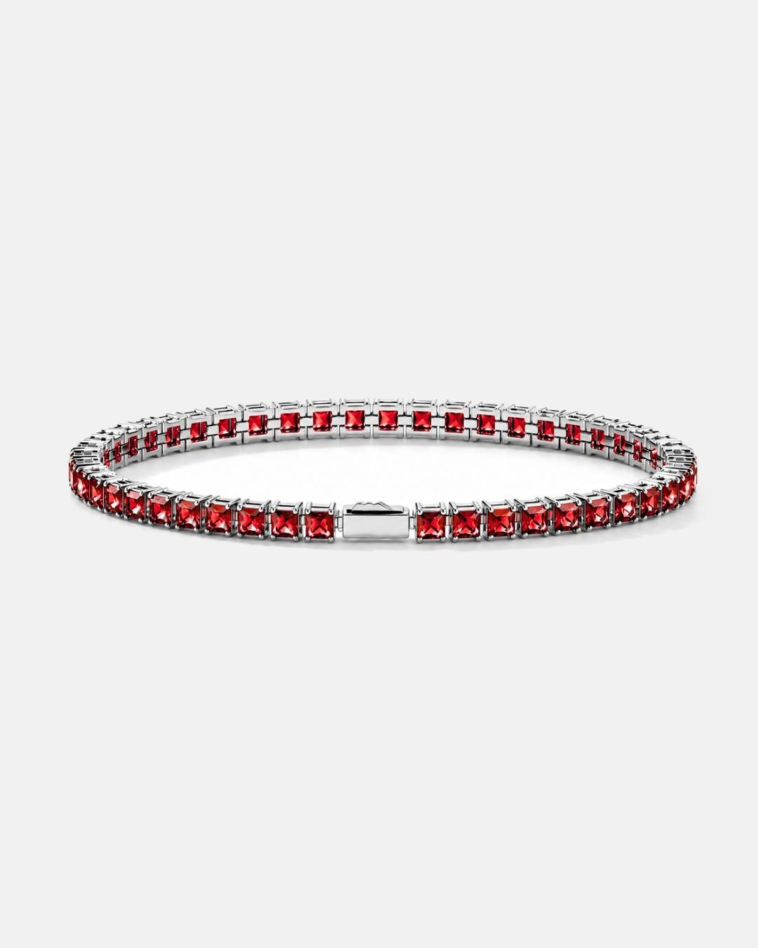 Square Tennis Bracelet | Ruby Red Silver 1