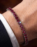 Square Tennis Bracelet | Ruby Red Silver 2