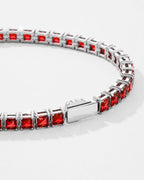 Square Tennis Bracelet | Ruby Red Silver 3