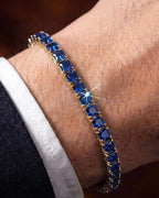 Square Tennis Bracelet 5mm | Sapphire Blue 18K Gold 2
