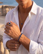 Square Tennis Bracelet 5mm | Sapphire Blue 18K Gold 5