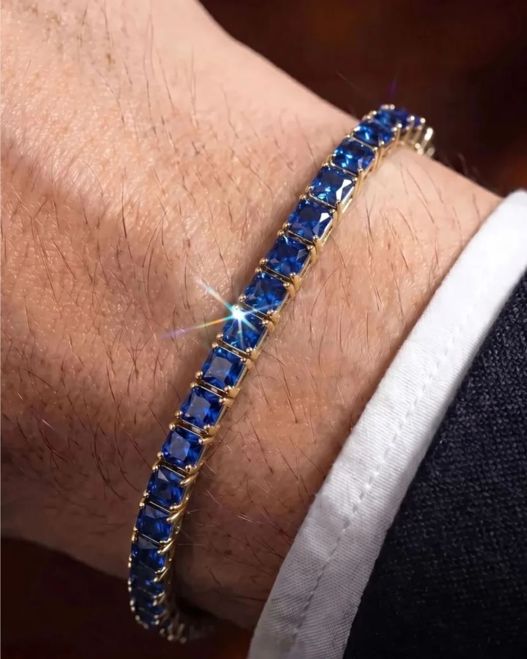Square Tennis Bracelet | Sapphire Blue 18K Gold 2