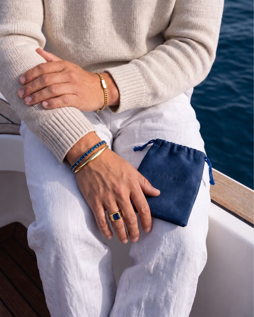 Square Tennis Bracelet | Sapphire Blue 18K Gold 5