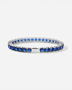 Square Tennis Bracelet 5mm | Sapphire Blue Silver 1
