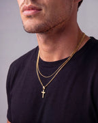 Square & Cross Necklace Duo | Gold 2