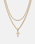 Square & Cross Necklace Duo | Gold 1