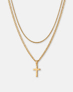 Square & Cross Necklace Duo | Gold 1