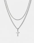 Square & Cross Necklace Duo | Silver 1