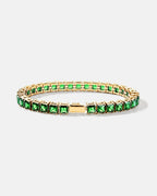 Square Tennis Bracelet 5mm | Emerald Green 18K Gold 1