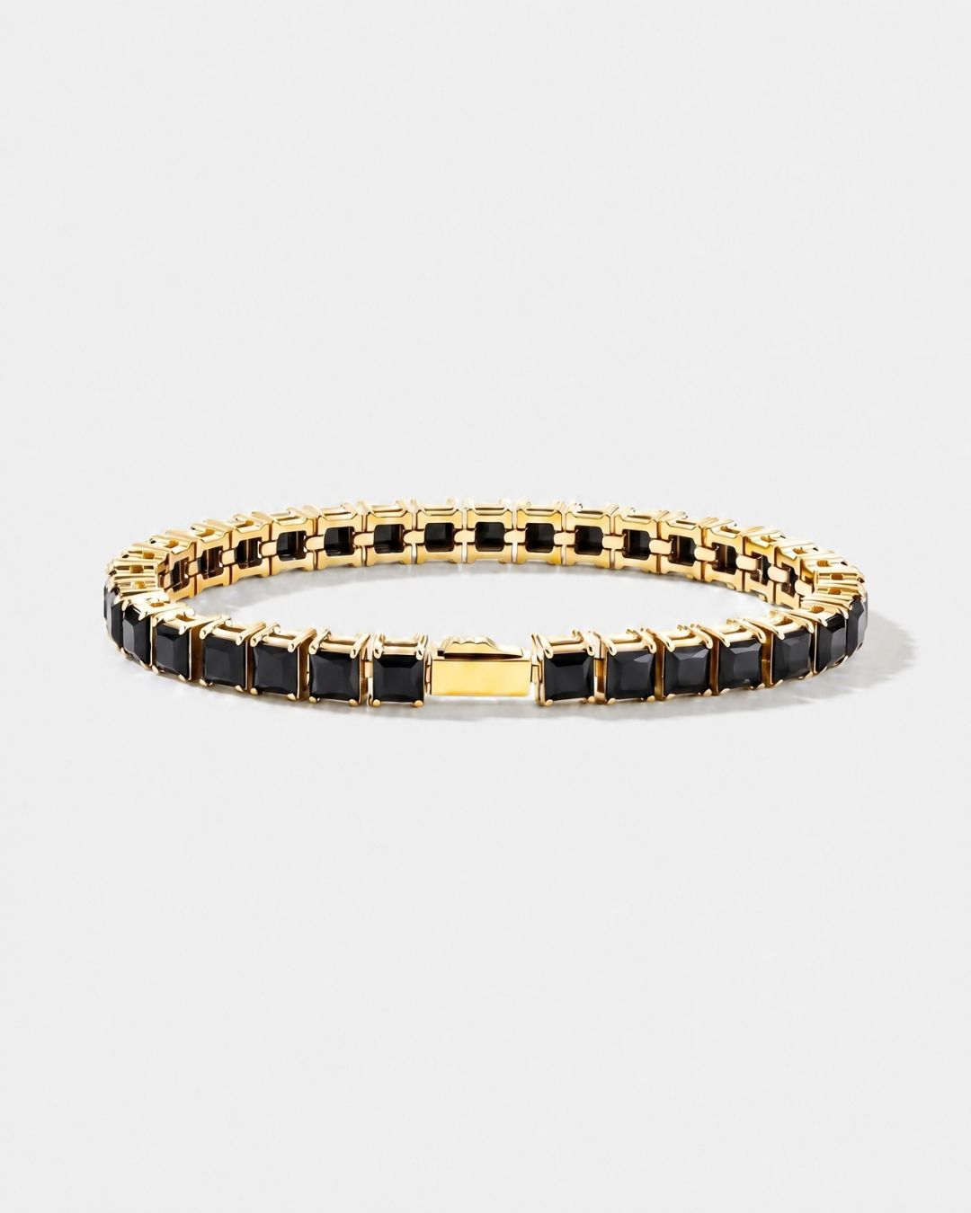 Square Tennis Bracelet 5mm | Onyx Black 18K Gold 1
