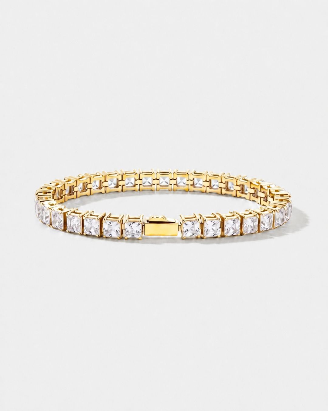 Square Tennis Bracelet 5mm | Quartz 18K Gold 1