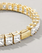 Square Tennis Bracelet 5mm | Quartz 18K Gold 7