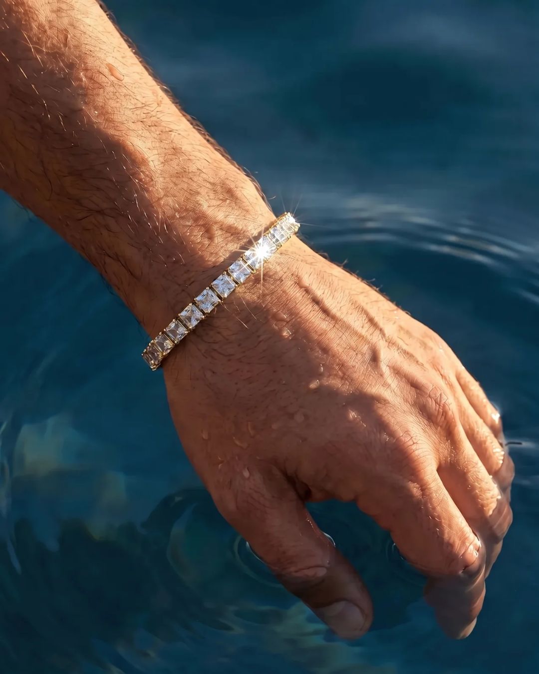 Square Tennis Bracelet 5mm | Quartz 18K Gold 6