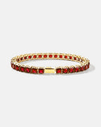 Square Tennis Bracelet 5mm | Ruby Red 18K Gold 1