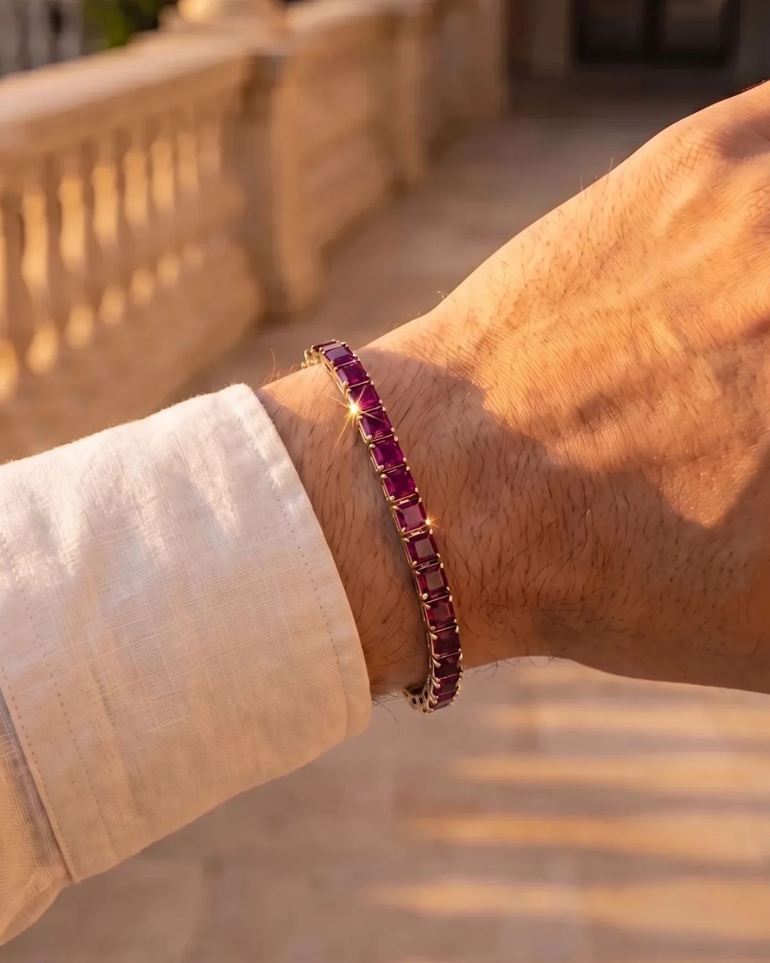 Square Tennis Bracelet | Ruby Red 18K Gold 3