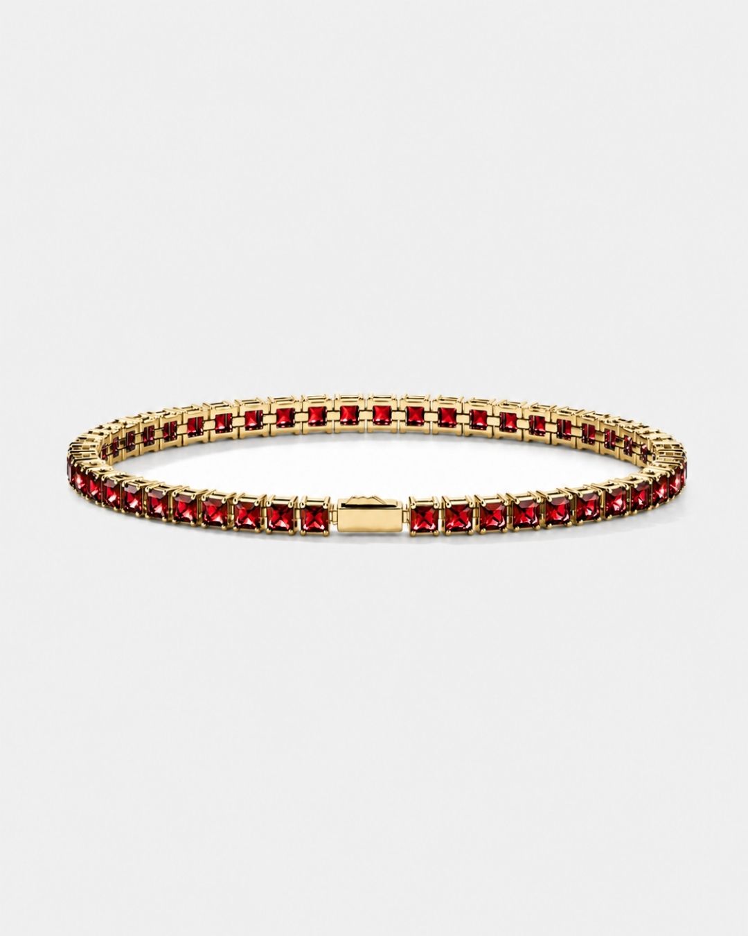 Square Tennis Bracelet | Ruby Red 18K Gold 1