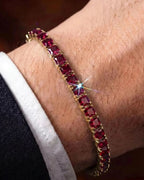 Square Tennis Bracelet | Ruby Red 18K Gold 2