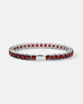Square Tennis Bracelet 5mm | Ruby Red Silver 1