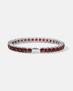 Square Tennis Bracelet 5mm | Ruby Red Silver 1