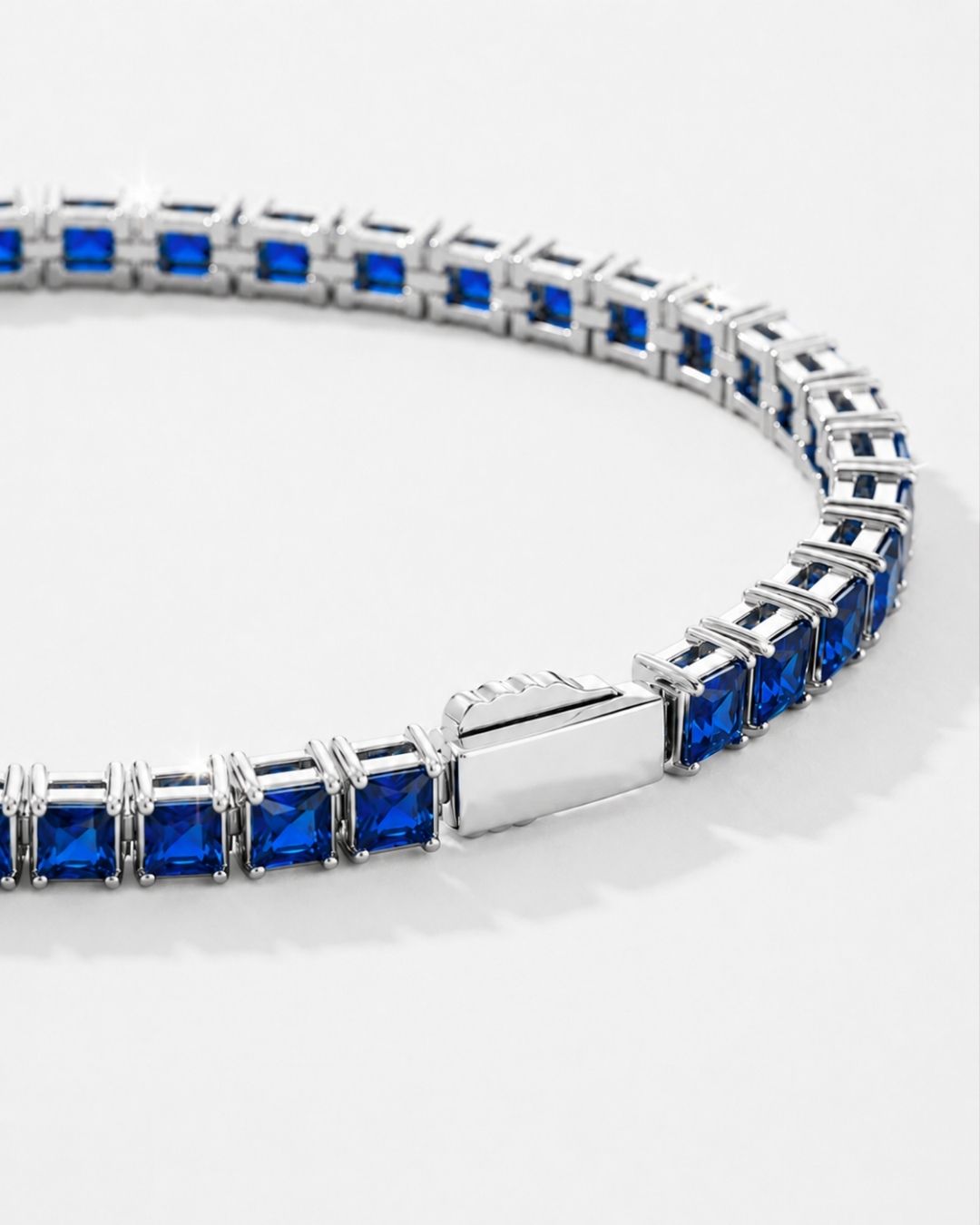 Square Tennis Bracelet | Sapphire Blue Silver 4