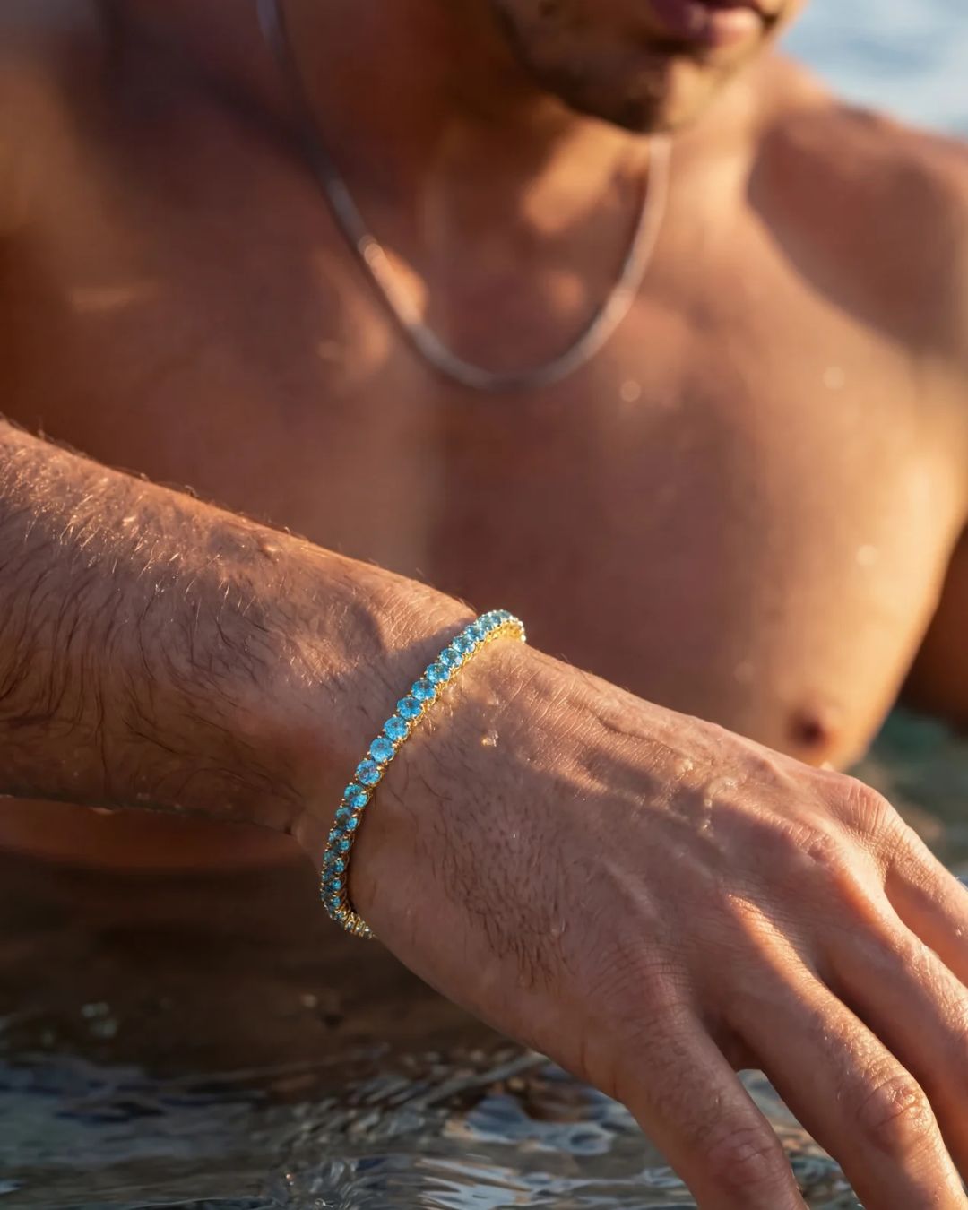 Reserva Tennis Bracelet | Aquamarine Blue 14K Gold 3