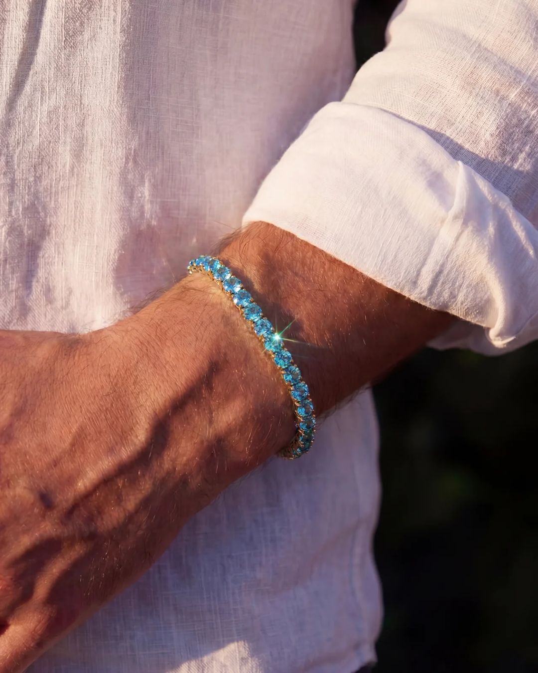 Reserva Tennis Bracelet | Aquamarine Blue 14K Gold 2