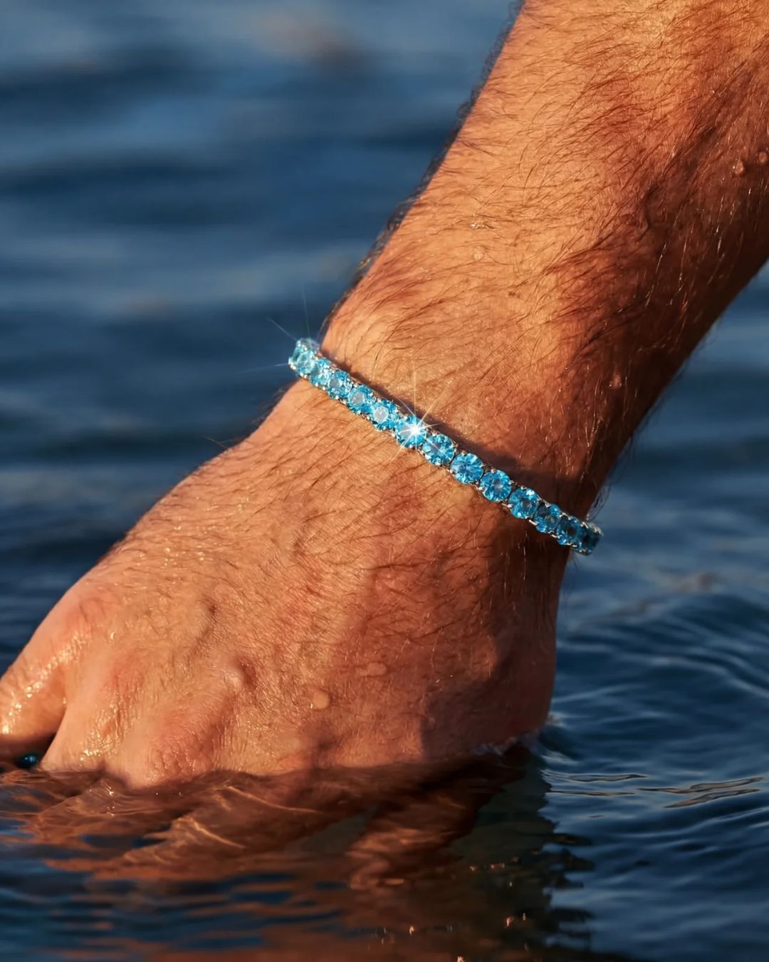 Reserva Tennis Bracelet | Aquamarine Blue Silver 4