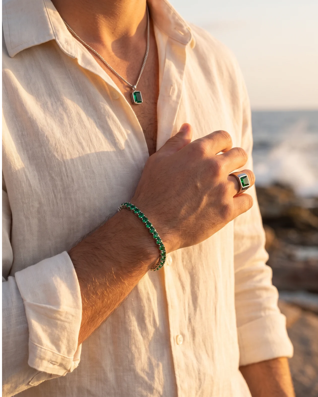 Tennis Bracelet | Emerald Green Silver 4