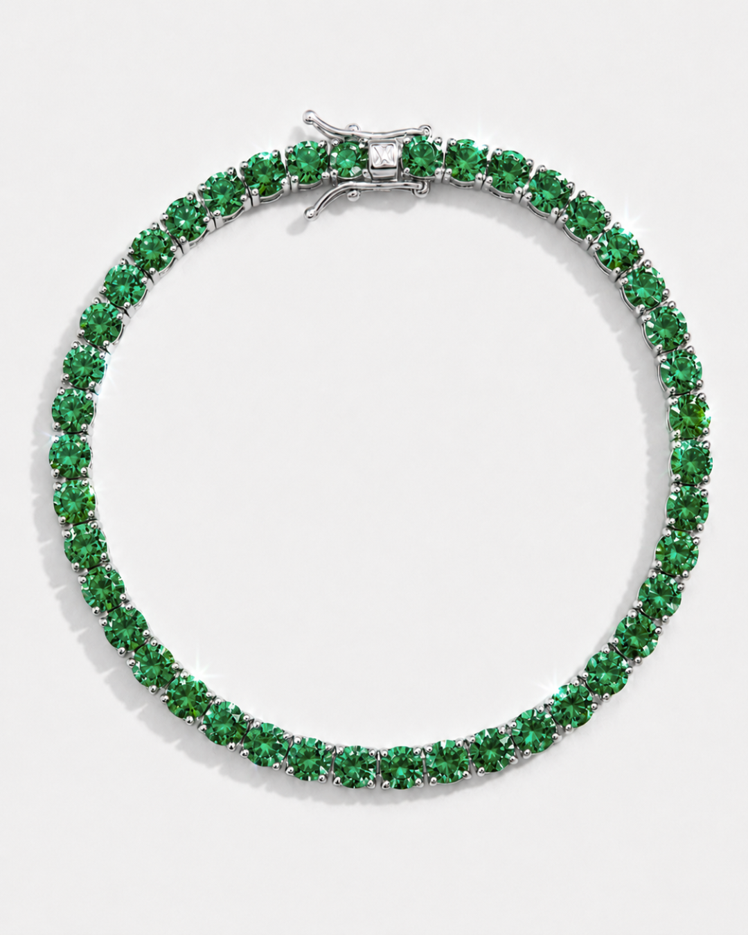 Tennis Bracelet | Emerald Green Silver 7