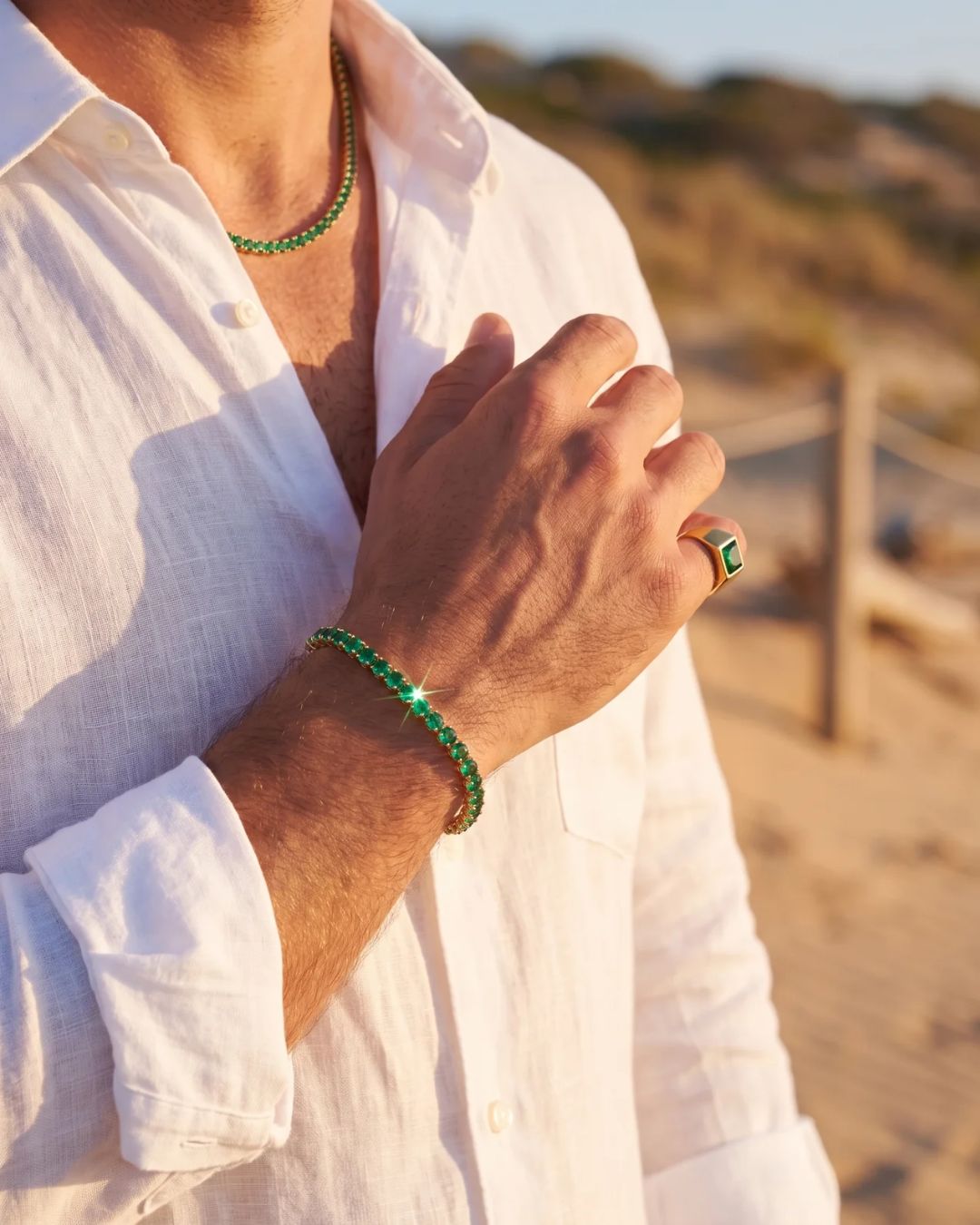 Tennis Bracelet | Emerald Green 14K Gold 5
