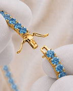 Tennis Necklace | Aquamarine Blue 14K Gold 3