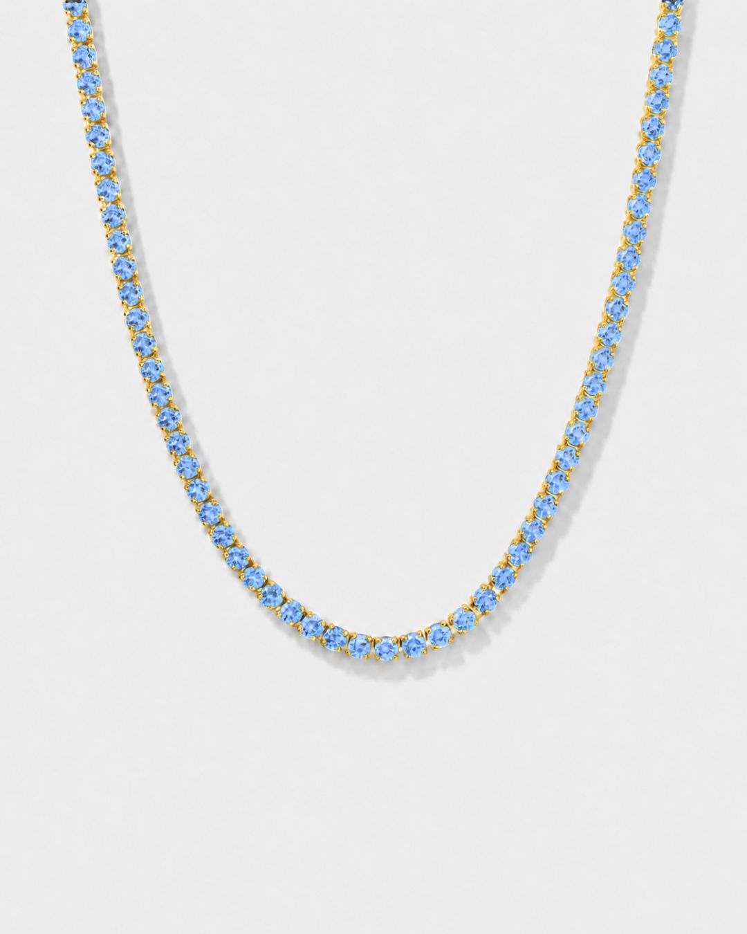 Tennis Necklace | Aquamarine Blue 14K Gold 1