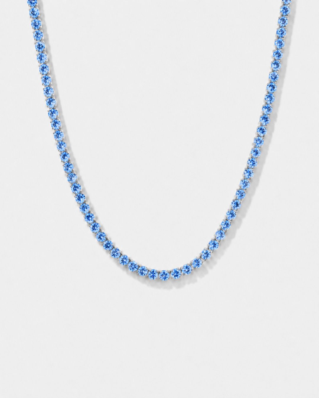 Tennis Necklace | Aquamarine Blue Silver 1