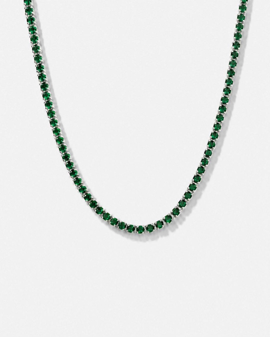 Tennis Necklace | Emerald Green Silver 1