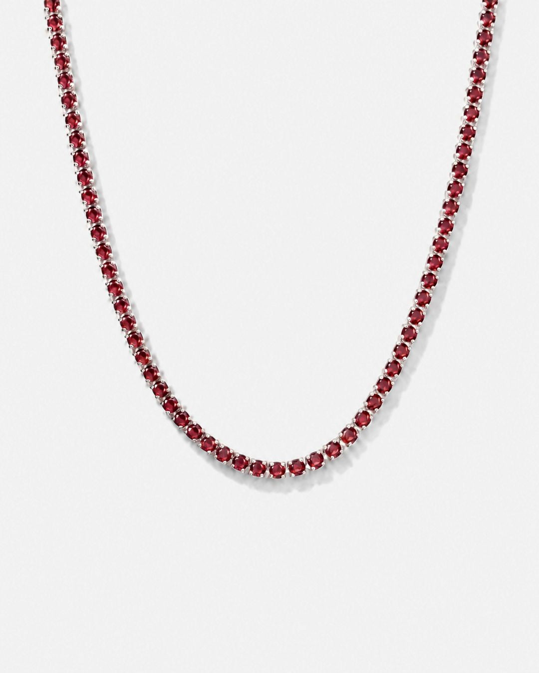 Tennis Necklace | Ruby Red Silver 1