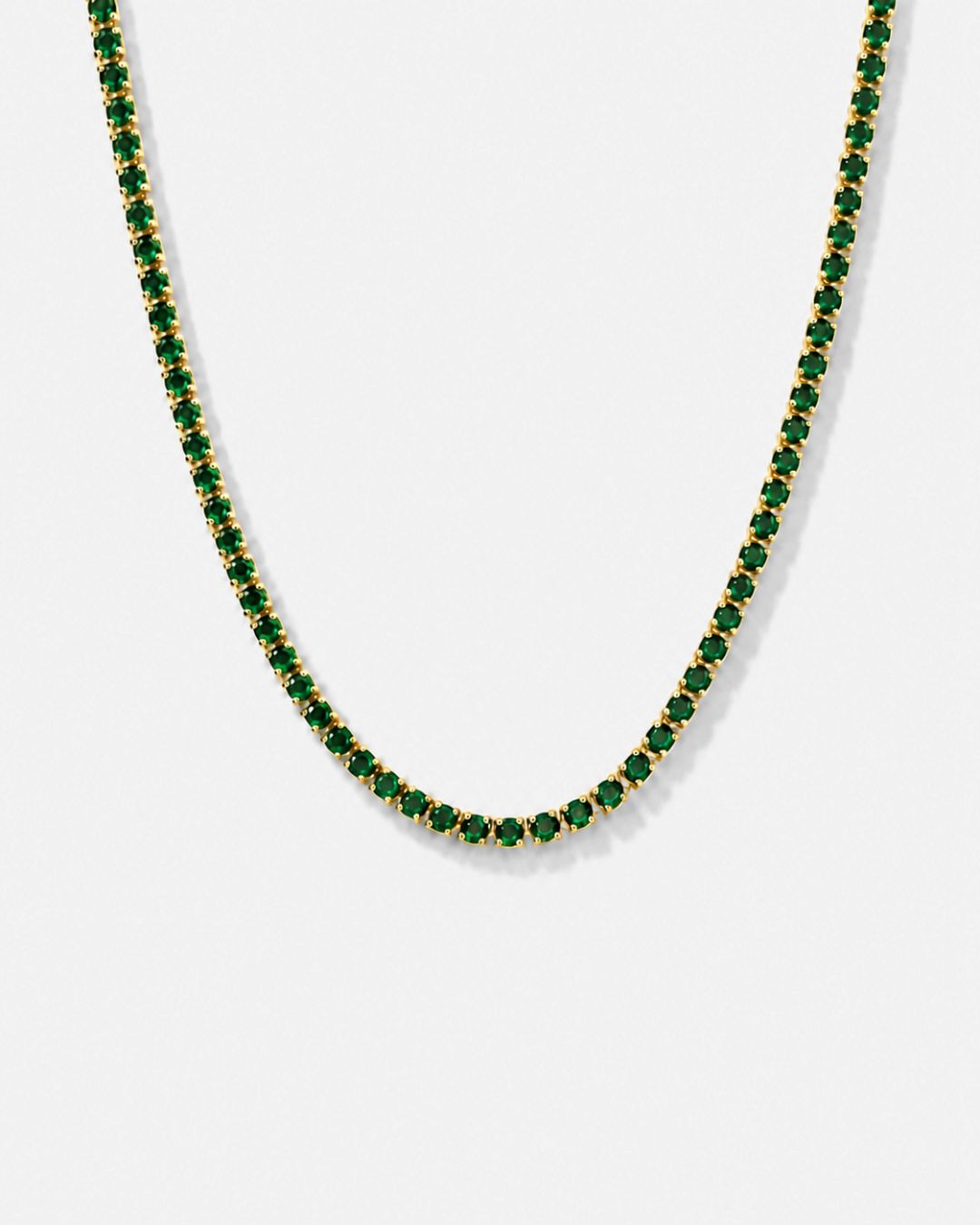 Tennis Necklace | Emerald Green 14K Gold 1